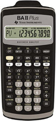 Texas Instruments - LCD Financial Calculator - 3 x 6 Display Size, Black, Battery Powered, 2.4" Long x 6-1/2" Wide - Exact Tooling