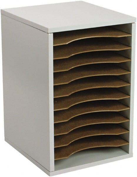 Safco - Gray Vertical Desktop Sorter - Fiberboard, Hardboard, Laminated Compressed Wood - Exact Tooling