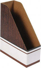 BANKERS BOX - White & Wood Grain Magazine Stand - Corrugated Cardboard - Exact Tooling