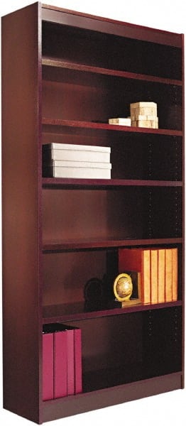 ALERA - 6 Shelf, 72" High x 35-5/8" Wide Bookcase - 11-1/2" Deep, Wood Veneer, Mahogany - Exact Tooling