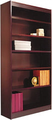 ALERA - 6 Shelf, 72" High x 35-5/8" Wide Bookcase - 11-1/2" Deep, Wood Veneer, Mahogany - Exact Tooling