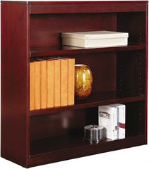 ALERA - 3 Shelf, 36" High x 35-5/8" Wide Bookcase - 11-3/4" Deep, Wood Veneer, Mahogany - Exact Tooling