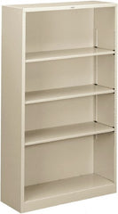 Hon - 4 Shelf, 59" High x 34-1/2" Wide Bookcase - 13-1/2" Deep, Steel, Light Gray - Exact Tooling