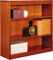 ALERA - 3 Shelf, 36" High x 35-5/8" Wide Bookcase - 13-1/8" Deep, Wood Veneer, Medium Cherry - Exact Tooling