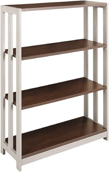 Linea Italia - 3 Shelf, 43-1/4" High x 31-1/2" Wide Bookcase - 11-1/2" Deep, Woodgrain Laminate, Mocha - Exact Tooling