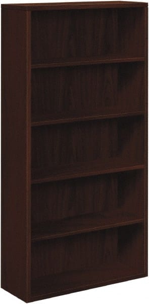Hon - 5 Shelf, 71" High x 36" Wide Bookcase - 12-5/8" Deep, Woodgrain Laminate, Mahogany - Exact Tooling