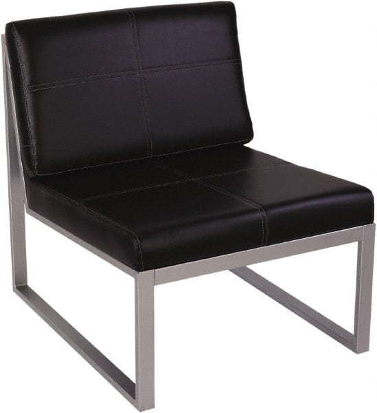 ALERA - Black & Silver Leather Guest Chair - 26-3/8" Wide x 30" High - Exact Tooling