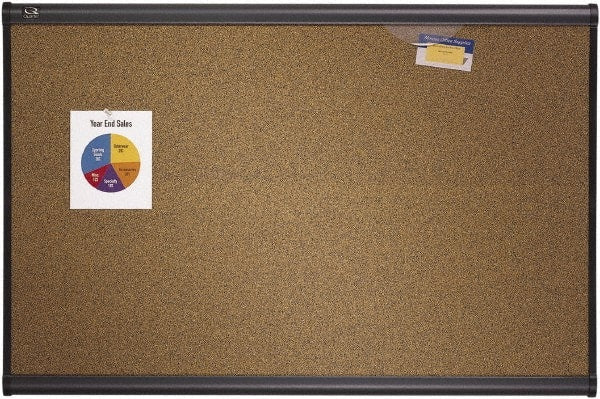 Quartet - 48" Wide x 36" High Open Cork Bulletin Board - Brown - Exact Tooling