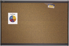 Quartet - 48" Wide x 36" High Open Cork Bulletin Board - Brown - Exact Tooling