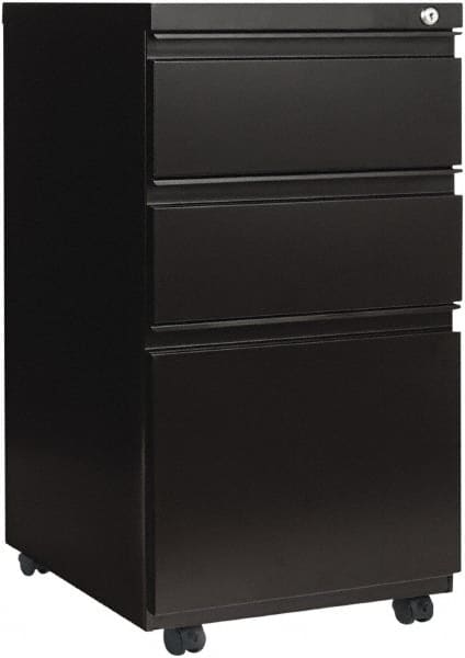 ALERA - 14-7/8" Wide x 28-1/4" High x 23-1/8" Deep, 3 Drawer Pedestal - Steel, Black - Exact Tooling
