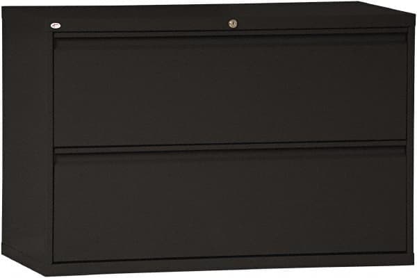ALERA - 42" Wide x 28-3/8" High x 19-1/4" Deep, 2 Drawer Lateral File - Steel, Black - Exact Tooling