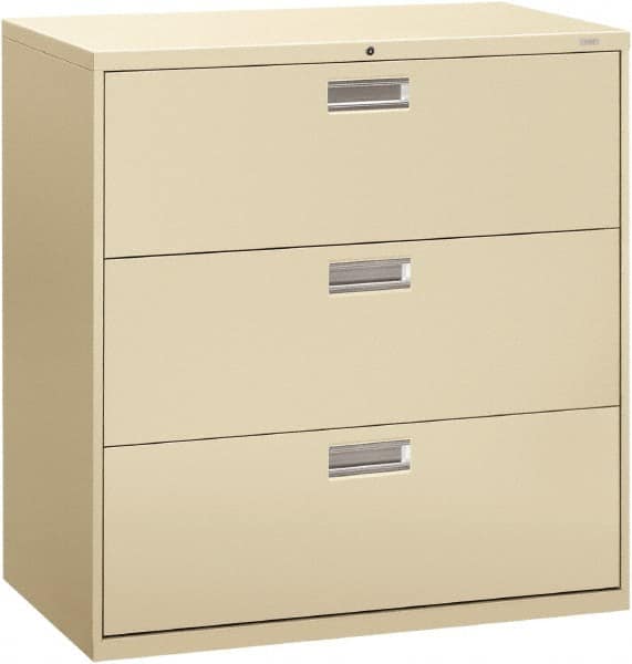 Hon - 42" Wide x 40-7/8" High x 19-1/4" Deep, 3 Drawer Lateral File - Steel, Putty - Exact Tooling