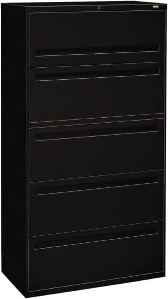 Hon - 36" Wide x 67" High x 19-1/4" Deep, 5 Drawer Roll-Out, Roll-Out Posting - Steel, Black - Exact Tooling