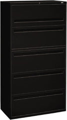 Hon - 36" Wide x 67" High x 19-1/4" Deep, 5 Drawer Roll-Out, Roll-Out Posting - Steel, Black - Exact Tooling