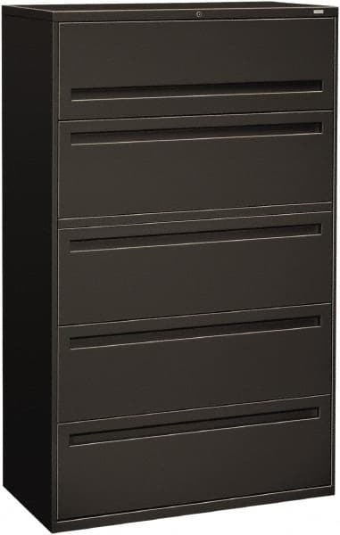 Hon - 42" Wide x 67" High x 19-1/4" Deep, 5 Drawer Roll-Out, Roll-Out Posting - Steel, Charcoal - Exact Tooling