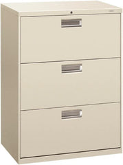 Hon - 30" Wide x 40-7/8" High x 19-1/4" Deep, 3 Drawer Roll-Out - Steel, Light Gray - Exact Tooling