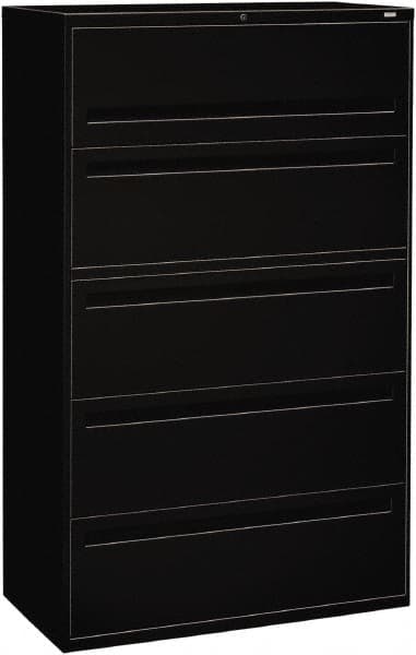 Hon - 42" Wide x 67" High x 19-1/4" Deep, 5 Drawer Roll-Out, Roll-Out Posting - Steel, Black - Exact Tooling