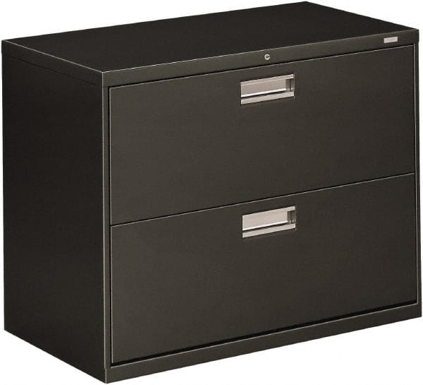 Hon - 36" Wide x 28-3/8" High x 19-1/4" Deep, 2 Drawer Lateral File - Steel, Charcoal - Exact Tooling