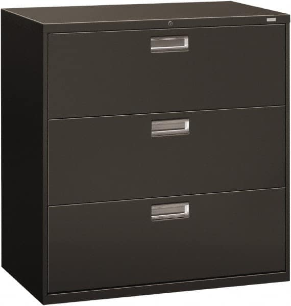 Hon - 42" Wide x 40-7/8" High x 19-1/4" Deep, 3 Drawer Lateral File - Steel, Charcoal - Exact Tooling