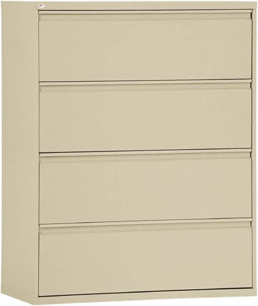 ALERA - 42" Wide x 53-1/4" High x 19-1/4" Deep, 4 Drawer Lateral File - Steel, Putty - Exact Tooling