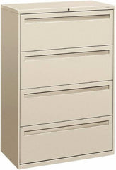 Hon - 36" Wide x 53-1/4" High x 19-1/4" Deep, 4 Drawer Lateral File - Steel, Light Gray - Exact Tooling