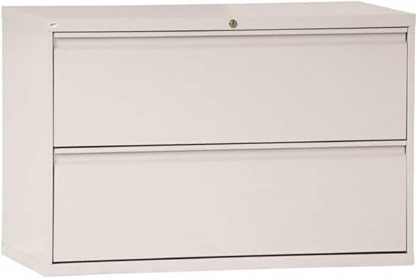ALERA - 42" Wide x 28-3/8" High x 19-1/4" Deep, 2 Drawer Lateral File - Steel, Light Gray - Exact Tooling