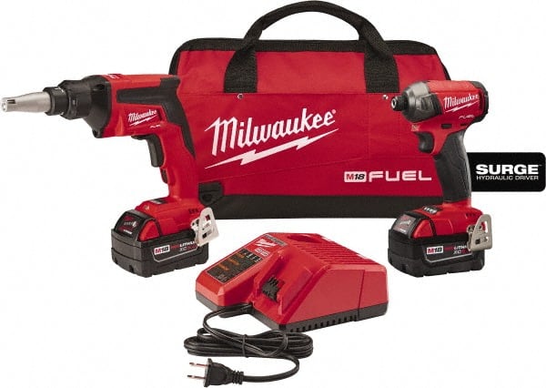 Milwaukee Tool - 18 Volt Cordless Tool Combination Kit - Includes Screwgun & Impact Driver, Lithium-Ion Battery Included - Exact Tooling