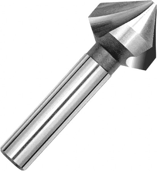 Magafor - 5.3mm Head Diam, 0.197" Shank Diam, 3 Flute 90° Cobalt Countersink - Uncoated, 1-3/4" OAL, Single End, Straight Shank, Right Hand Cut - Exact Tooling