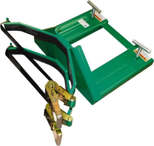 Valley Craft - 1,000 Lb Load Capacity, 30, 55 & 85 Gal Forklift Drum Handler - Steel Wheels - Exact Tooling