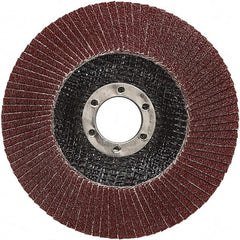3M - 40 Grit, 4-1/2" Disc Diam, 7/8" Center Hole, Type 27 Ceramic Flap Disc - 13,300 Max RPM, Cloth Backing, Arbor Attaching System, Coated - Exact Tooling