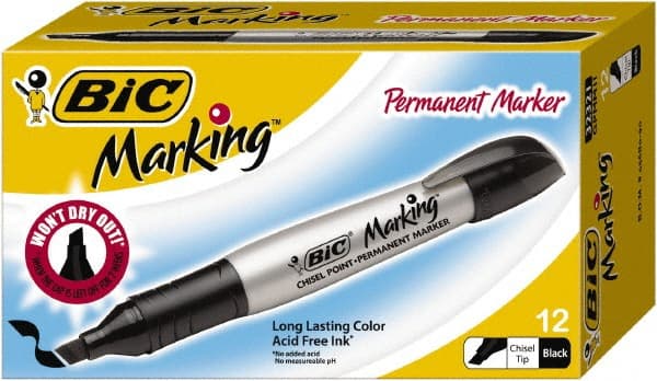 Bic - Tuxedo Black Permanent Marker - Chisel Tip, AP Nontoxic Ink - Exact Tooling