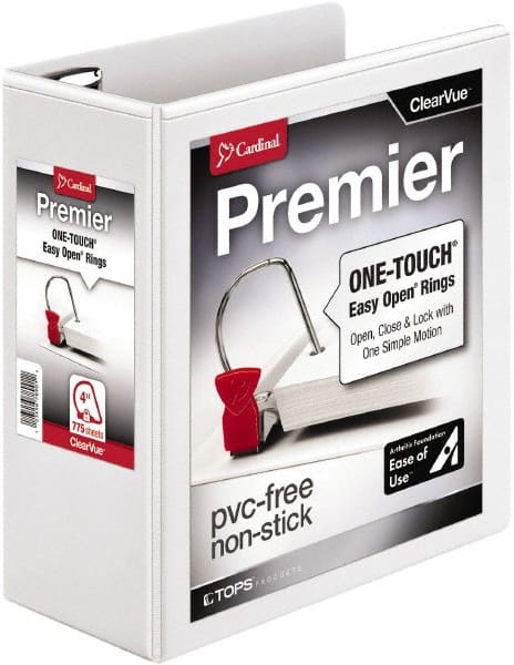 Cardinal - 775 Sheet Capacity, 11 x 8-1/2", View Ring Binder - Polypropylene, White - Exact Tooling