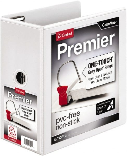 Cardinal - 1,050 Sheet Capacity, 11 x 8-1/2", View Ring Binder - Polypropylene, White - Exact Tooling
