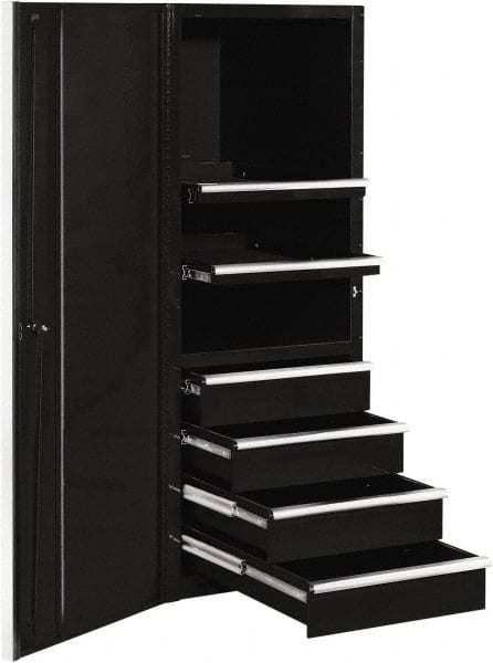 EXTREME TOOLS - 4 Drawer Side Tool Cabinet - 24" Wide x 30-7/8" Deep x 63-3/8" High, Steel, Black - Exact Tooling