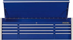 EXTREME TOOLS - 12 Drawer Top Tool Chest - 72" Wide x 25" Deep x 22-1/4" High, Steel, Blue - Exact Tooling