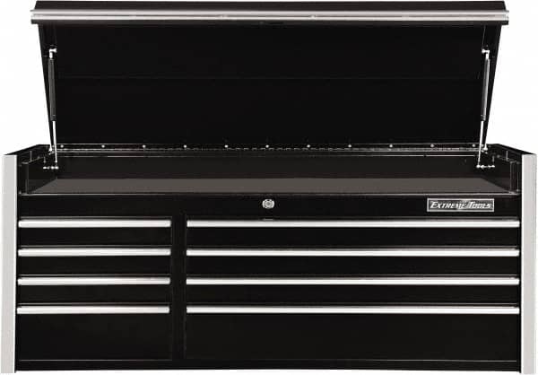 EXTREME TOOLS - 10 Drawer Top Tool Chest - 54-5/8" Wide x 25" Deep x 22-1/4" High, Steel, Black - Exact Tooling