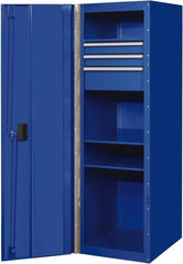 EXTREME TOOLS - 3 Drawer Side Tool Locker - 19" Wide x 61" Deep x 25" High, Steel/Aluminum, Blue - Exact Tooling