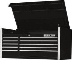 EXTREME TOOLS - 10 Drawer Top Tool Chest - 55" Wide x 30" Deep x 26-3/8" High, Steel, Black - Exact Tooling