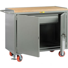 Little Giant - 3,600 Lb Capacity, 1 Drawer, 2 Door Mobile Service Bench - 41" Wide x 24" Deep x 43" High, Steel, Gray - Exact Tooling