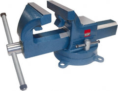 Bessey - 6" Jaw Width, 7" Opening Capacity, 4" Throat Depth, Steel Swivel Bench Vise - Bolt Down Base Attachment - Exact Tooling