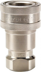 Parker - 1-1/16-12 SAE ORB 316 Stainless Steel Hydraulic Hose Female Straight Thread Coupler - 1,500 psi, 28 GPM, Series 60 - Exact Tooling
