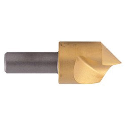 ‎1/4″ Size-1/4″ Shank-90°-M42 Single Flute Countersink - TiN Coated - Exact Tooling