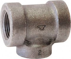 Made in USA - Size 2 x 3/4 x 2", Class 125, Cast Iron Black Pipe Reducing Tee - 175 psi, FPT End Connection - Exact Tooling