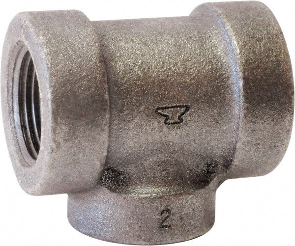 Made in USA - Size 2 x 1-1/4 x 2", Class 125, Cast Iron Black Pipe Reducing Tee - 175 psi, FPT End Connection - Exact Tooling