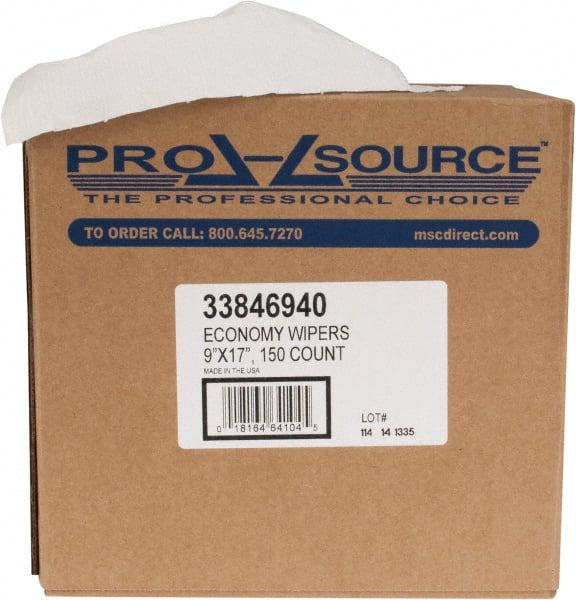 PRO-SOURCE - Dry General Purpose Wipes - Pop-Up, 17" x 9" Sheet Size, White - Exact Tooling