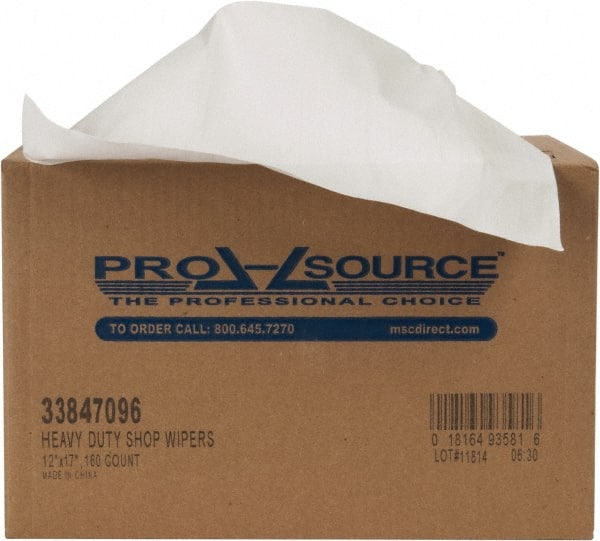 PRO-SOURCE - Dry Shop Towel/Industrial Wipes - Double Sided Box, 17" x 12" Sheet Size, White - Exact Tooling