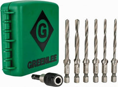 Greenlee - #6-32 to 1/4-20, 3" Overall Length, 2" Drill Length, High Speed Steel Combination Drill and Tap Set - 2 Flutes, 8 Piece Set - Exact Tooling