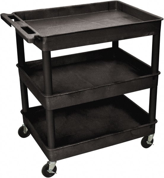 Luxor - 300 Lb Capacity, 24" Wide x 18" Long x 38" High Shelf Cart - 3 Shelf, Plastic - Exact Tooling