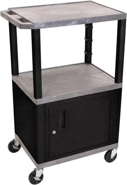 Luxor - 300 Lb Capacity, 24" Wide x 18" Long x 42" High Standard Utility Cart - 3 Shelf, Plastic - Exact Tooling