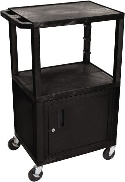 Luxor - 300 Lb Capacity, 24" Wide x 18" Long x 42" High Standard Utility Cart - 3 Shelf, Plastic - Exact Tooling